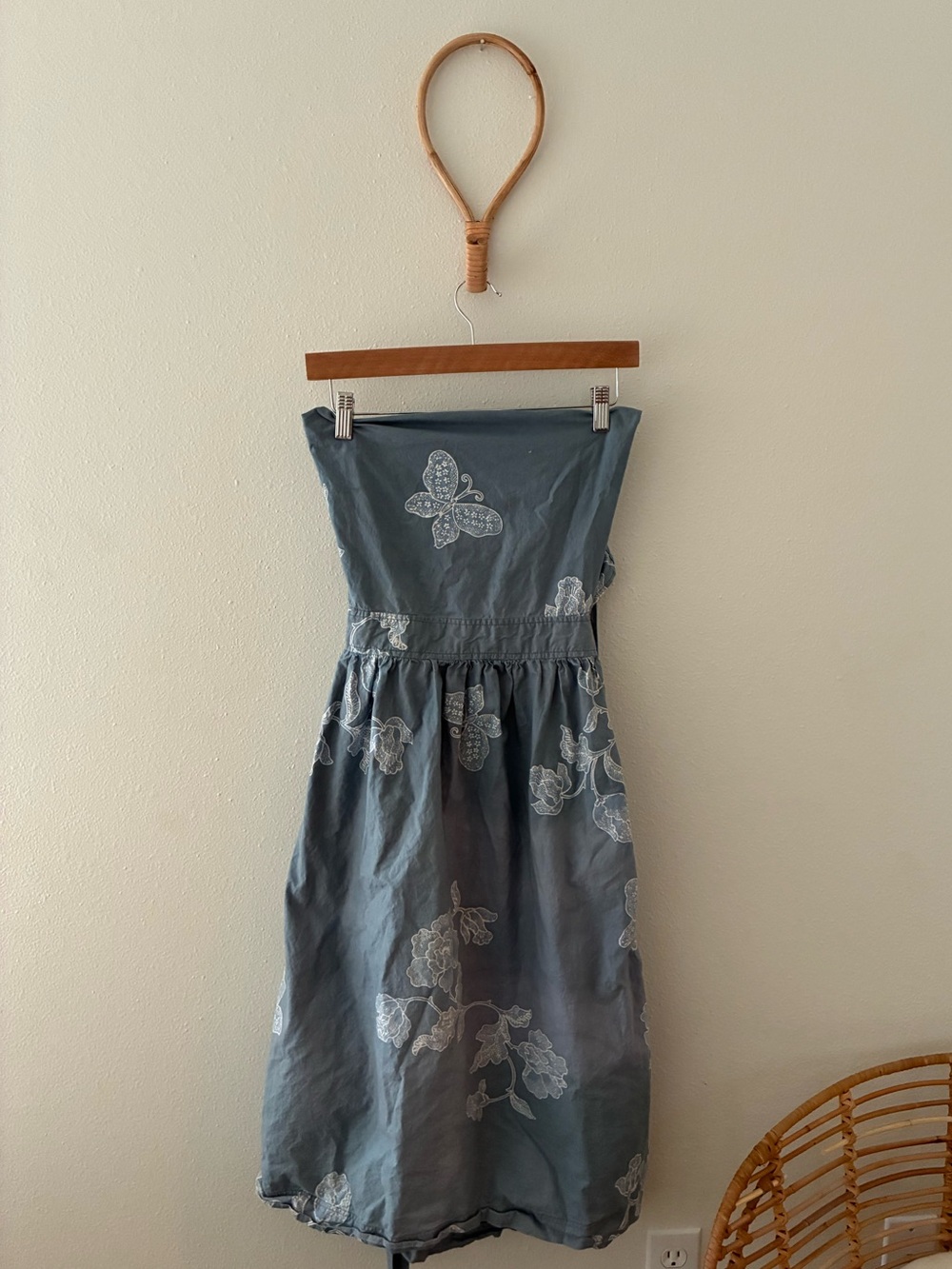 Vintage Java Wraps Dress in Blue Butterfly Floral